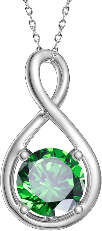 Infinity Birthstone Necklace, 925 Sterling Silver Pendant, 16+2in Titanium Steel Chain; Women's Jewelry; Romantic Jewelry Gift for Birthday, Anniversary or Special Occasions