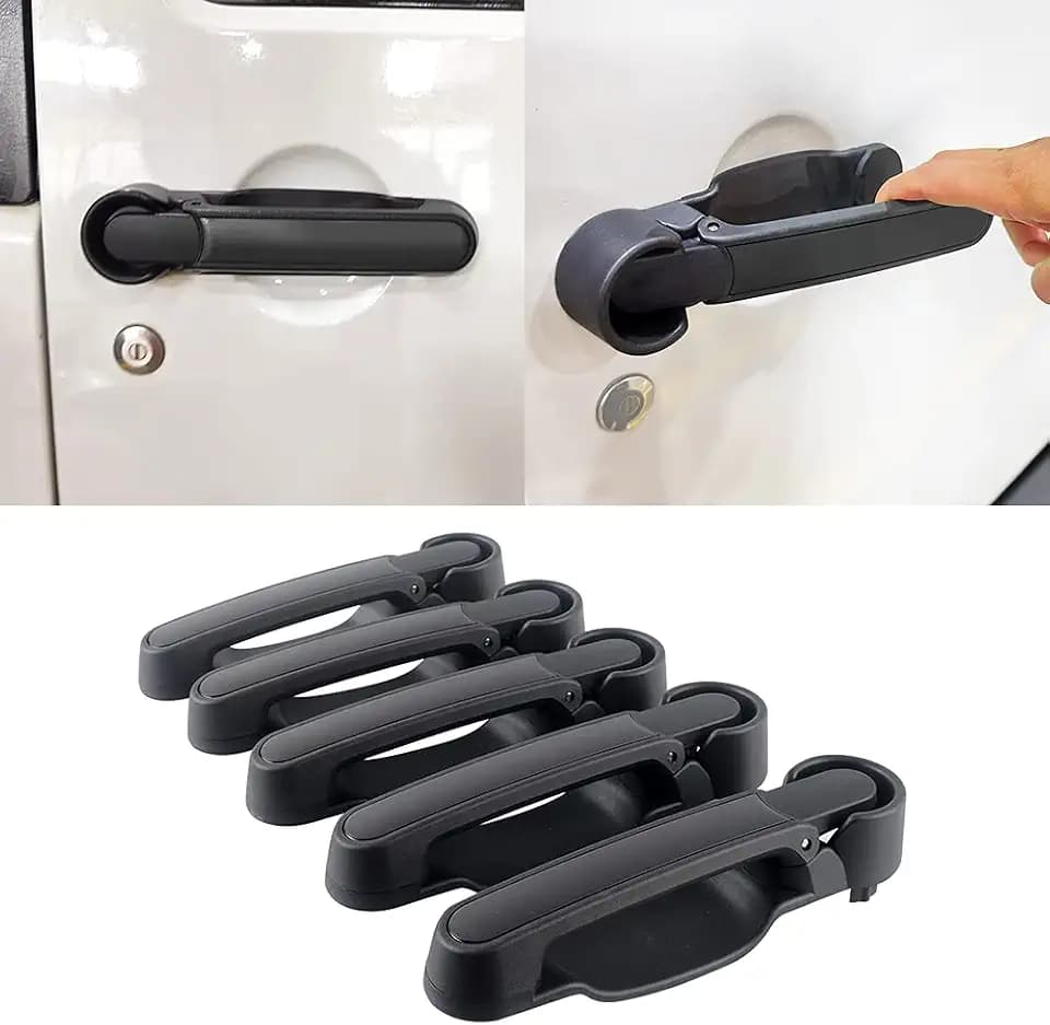 FURYENGRAVER Door Handles Kit & Tailgate Handle for 2007-2018 Jeep Wrangler JK JKU No Button Pressed Release 5Pcs