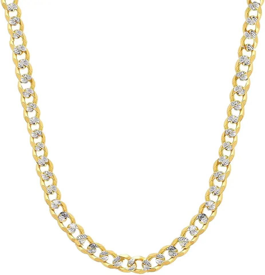 Savlano 925 Sterling Silver Diamond Cut Flat Cuban Chain Necklace - 18K Gold Plated Pave Curb Chain for Women & Men Comes with Gift Box - Made in Italy