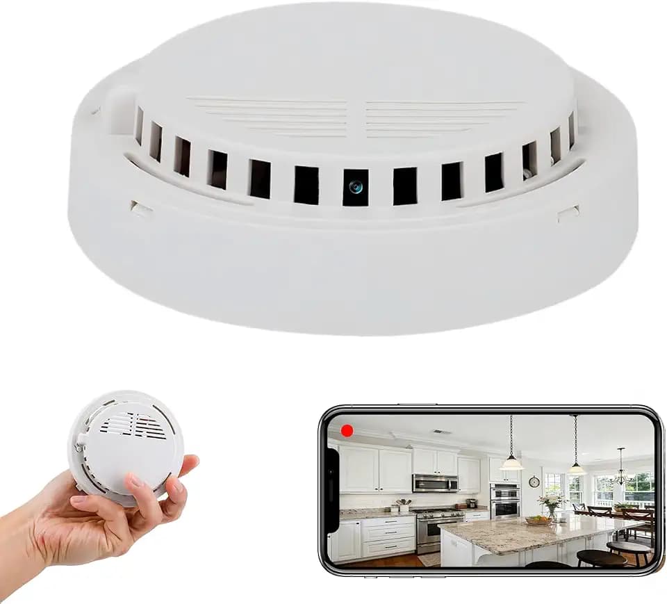 DIY Handmade Smoke Detector Camera, 150°Wide Angle 5000mAh Ceiling-Mounted 1080P Night Vision/Motion Detection/2.4G WiFi/APP Remote Control/256G SD Support for Home Security.