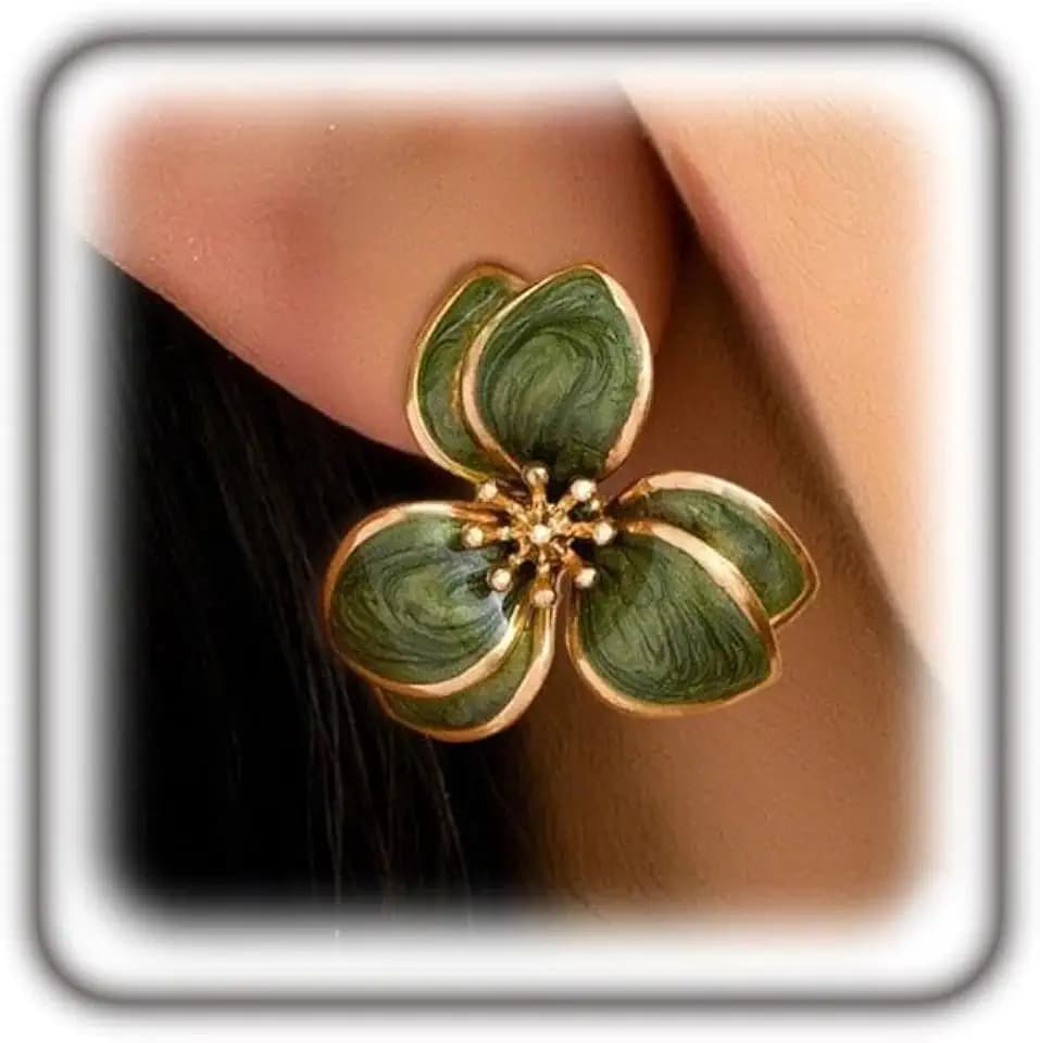 Dainty Enamel Flower Drop Earrings for Women,Vintage Large Sweet Dripping Oil Floral Statement Earrings Boho Minimalist Jewelry Gifts