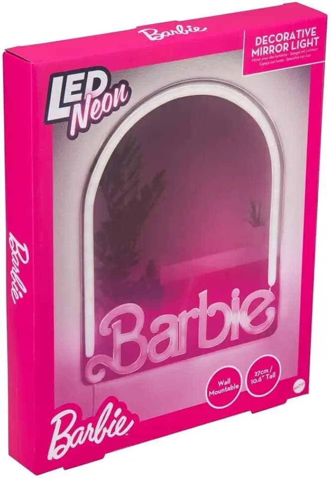 Barbie LED-Neon-Wandspiegel, offiziell lizenziertes Mattel-Dekor für Zuhause und Schlafzimmer für Mädchen, Teenager, Frauen, rosa Lampe mit USB-Betrieb | Paladone