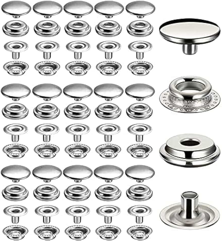 240pcs Snap Fastener Kit, BetterJonny 15mm Heavy Duty Canvas Snap Button Edelstahl Press Stud Cap für Bootstasche Leder DIY Craft