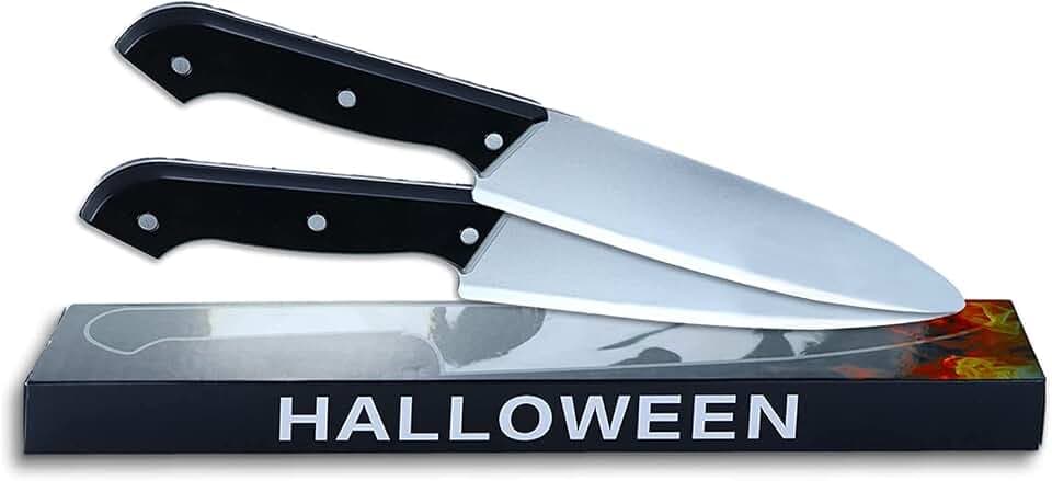 GYQMBT Fake Knife,2PCS Silver Halloween Classic Knife,Horror Movie Cosplay for Halloween costume
