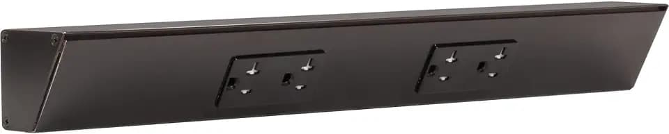 Task Lighting Under Cabinet Angled Power Strip – Hardwired Kitchen Outlet, Tamper Resistant, 18", 2 Duplex Receptacles, Black