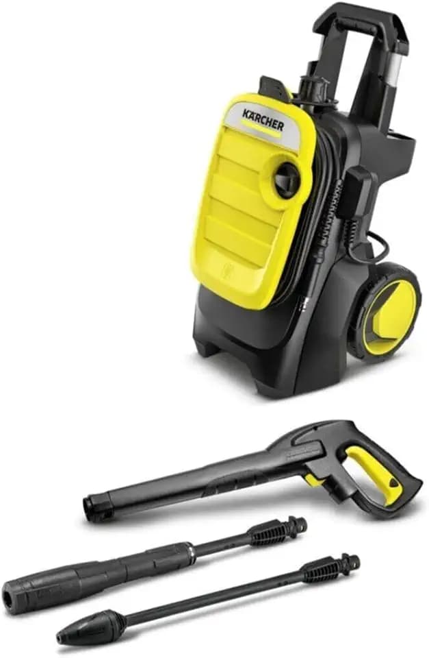 Kärcher Hochdruckreiniger K 5 Compact, Druck: max. 145 bar, Durchfluss: max. 500 l/h, Flächenleistung: 40 m²/h, Wasserfilter, Gewicht: 12 kg, Hochdruckschlauch und -Pistole, Dreckfräser, Strahlrohr