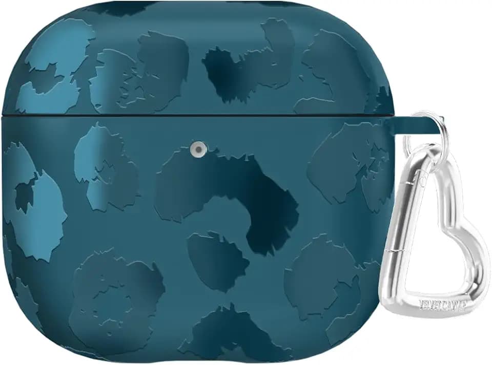 VELVET CAVIAR for AirPods 5 / AirPods 4 Case (2026/2024) - Cute Protective Hard Cover with Keychain - Metallic Navy Leopard