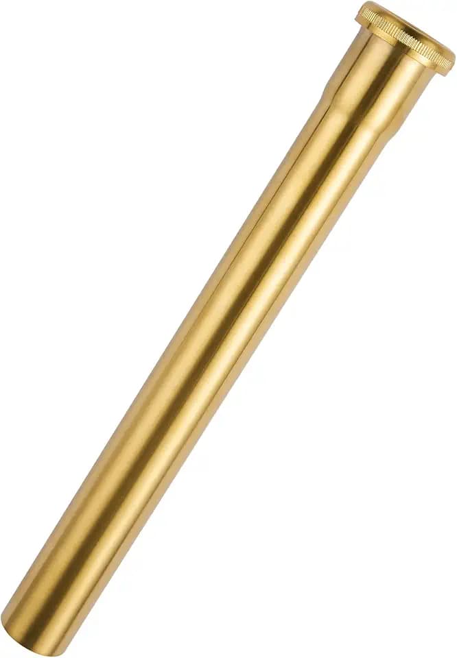 Brass Slip Joint Extension Tube 1-1/4” OD x 12” with Nut and Rubber Washer, P Trap Extension Tube, Sink Drain Tailpiece Tube Extension, Brushed Brass Gold