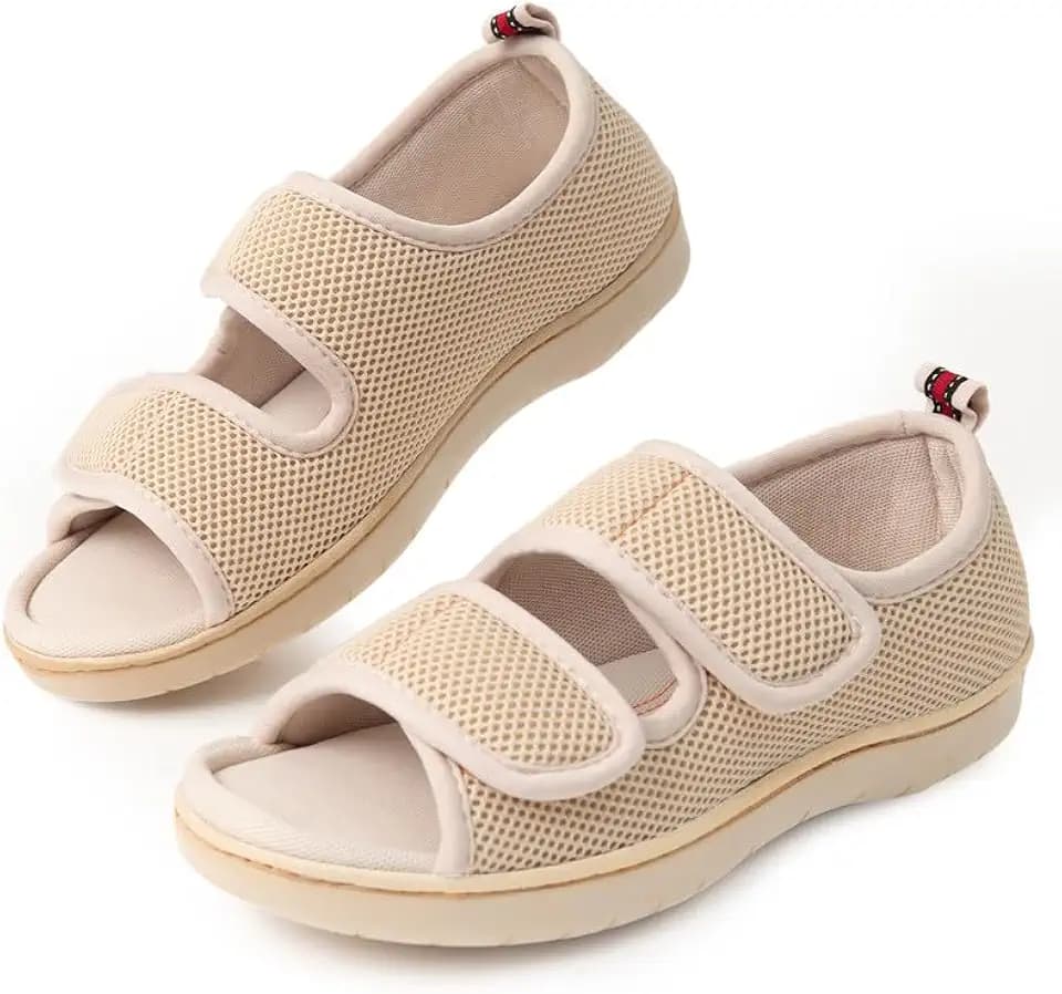 WALKFUN Women's Slippers with Arch Support, Adjustable Open Toe Shoes for Women, Diabetic Sandals with Memory Foam for Plantar Fasciitis