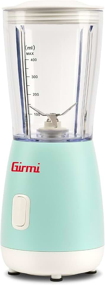 Girmi FR06 Standmixer 170 W, kompakter Mixer 400 ml mit 4 Edelstahlklingen, Pulse-Funktion, Mixbecher mit Messskala, Sicherheitssystem, leicht zu reinigen, Türkisgrün