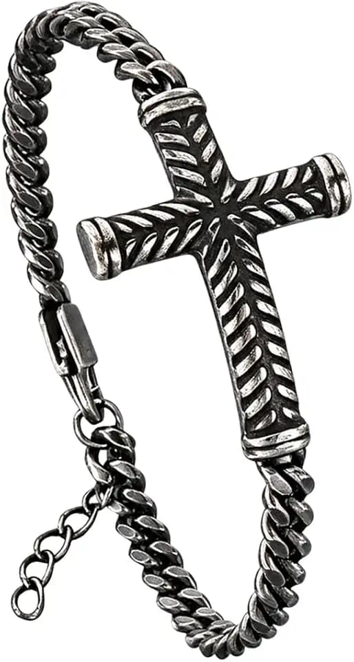 Men's Stainless Steel Cross Link Chain Bracelet