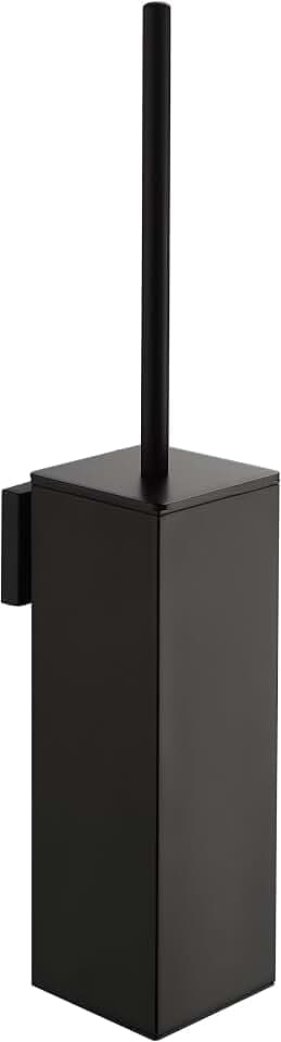 BVL Klobürste Wandmontage Schwarz, Toilettenbürste Wandmontage aus Edelstahl mit 2 Bürstenköpfen, Kompakte WC Bürste Wand für kleine Badezimmer und schmale Räume