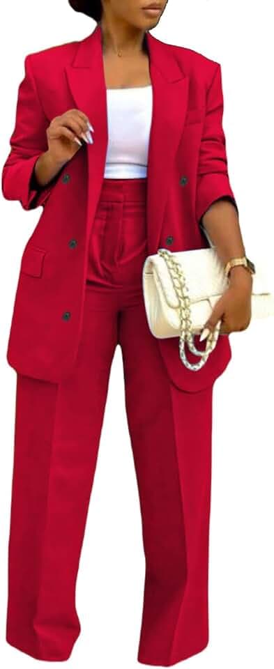 HuiSiFang Womens Suits 2 Piece Blazer Pants Set Business Casual Outfits