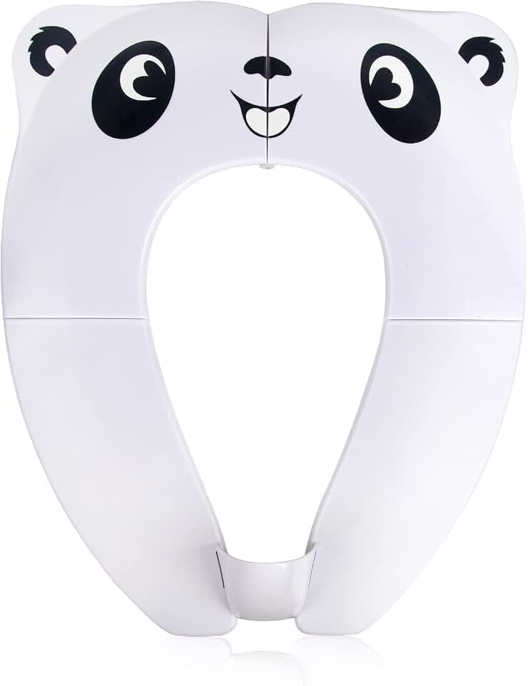 Faltbarer Kinder Toilettensitz, Klappbarer Kinder Toilettentrainer für Unterwegs, Töpfchen WC Sitz Kleinkind Tragbar Reise WC Sitz Kleinkind Töpfchentrainer mit Aufbewahrungstüte, Weißer Panda