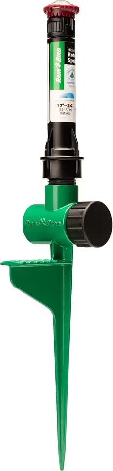 Rain Bird RVANSP Hose-End High-Efficiency Pro Rotary Sprinkler on Large Metal Spike, Hand Adjustable, 45° - 270° Pattern, 17' - 24' Spray Distance