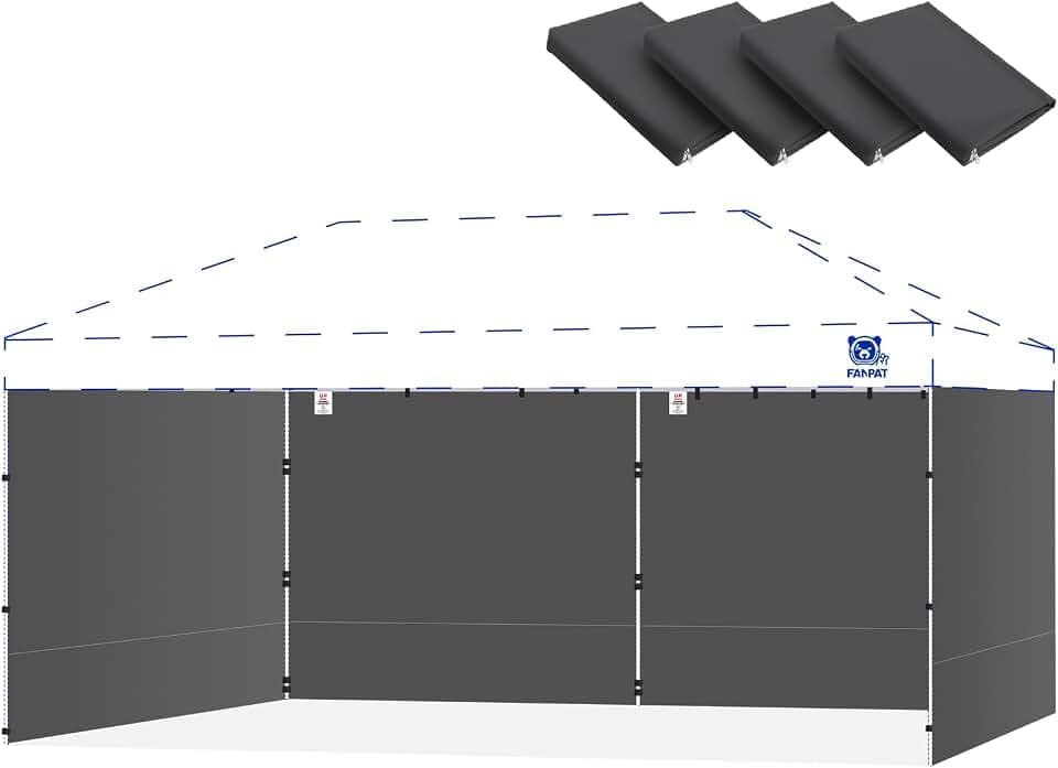 FANPAT 10x20ft Sidewalls for Canopy, Dusk Gray(4Pcs Sidewalls Only)