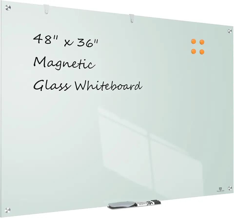 TSJ OFFICE White Board for Wall - 48" x 36" White Glass Board 4 X 3 FT
