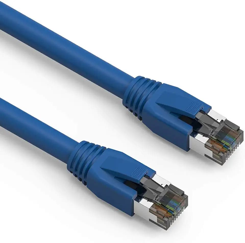 Cat8 RJ45 10FT Ethernet Patch Internet Network LAN Cable, Indoor/Outdoor, 24AWG – Latest 40Gbps 2000Mhz, Weatherproof S/FTP for Router, PS4, PS5, Xbox, PoE, Switch, Modem (Blue)