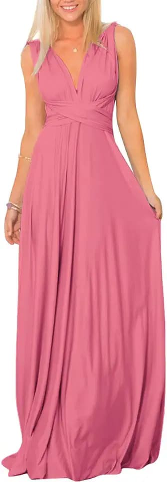 Langes Maxikleid für Damen, wandelbares Wickelkleid, schulterfrei, sexy, für Hochzeit, Brautjungfer, Abendkleid, bodenlang, für Abschlussball und Abendveranstaltungen
