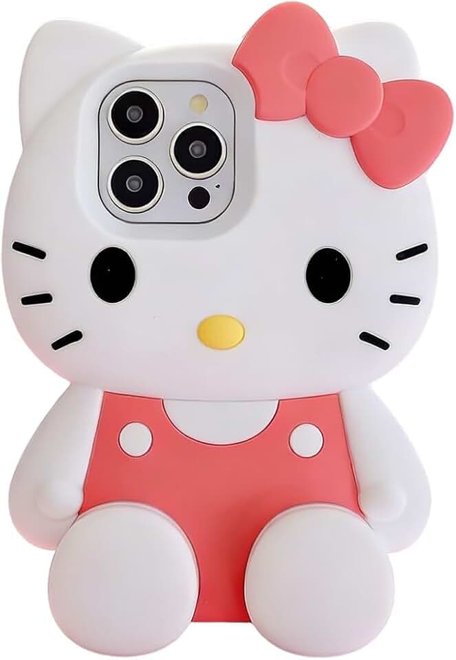 Anime Cat Soft Silicone Case for iPhone 14/15 Pro Max,Fashion Kawaii Soft Silicone Animal tective Gel Shockof Gel Back Cover