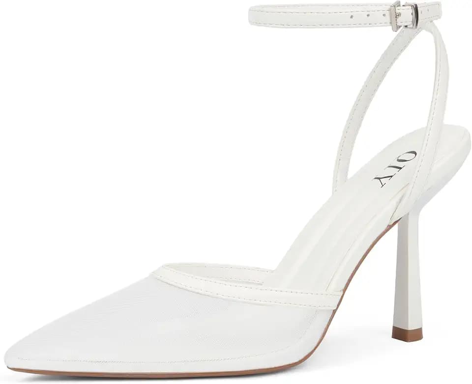 QIY Closed Toe Heels for Women Pumps High Heel Strappy Sandals