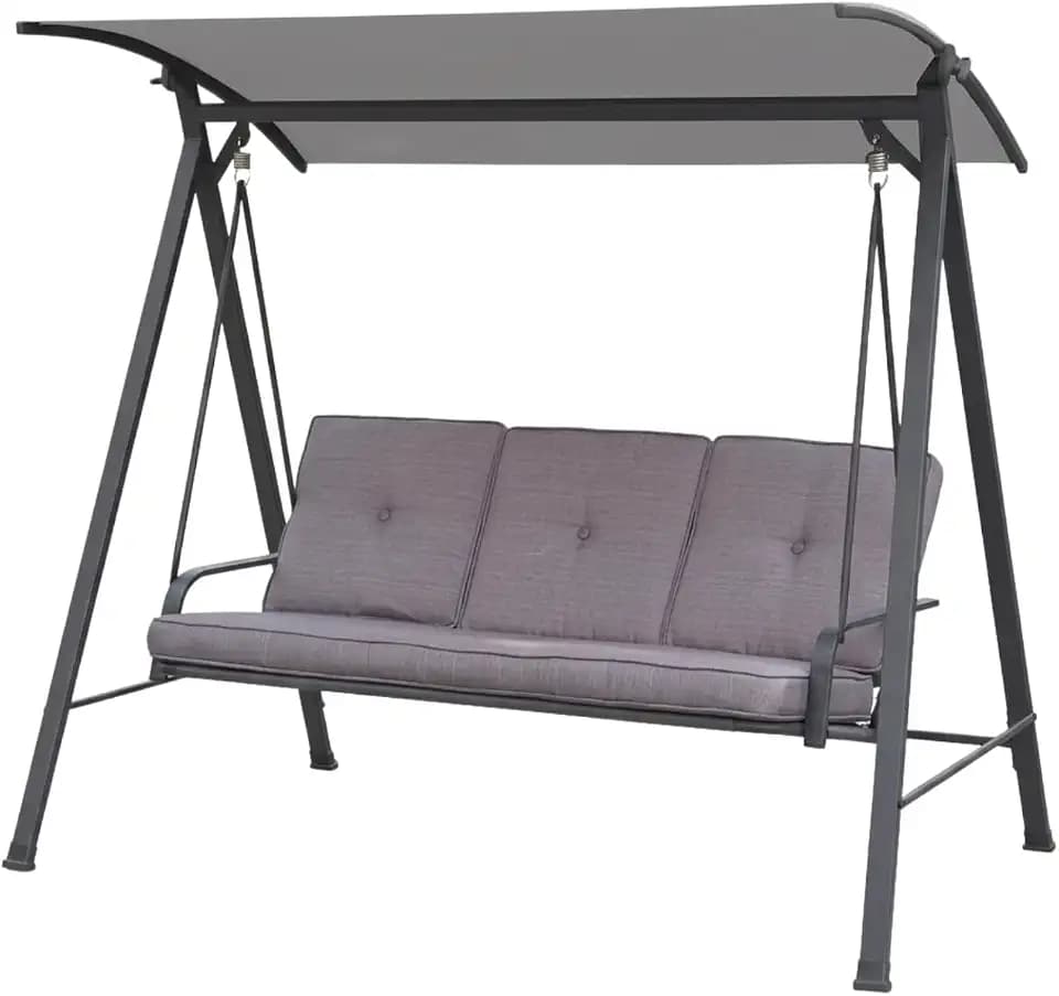 Garden Winds Reinforced RipLock 350 Replacement Canopy Top Cover Compatible with Living Accents RUS496K 3 Person Steel Bench Swing - Measures Approximately 67.5" L x 44" W - Slate Gray