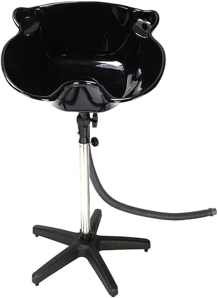 Portable Hairdressing Sink with Adjustable Stand | Black Plastic & Stainless Steel Basin | Salon Shampoo Bowl for Barber, Spa & Home Use | Lightweight, Durable & Easy to Clean Design