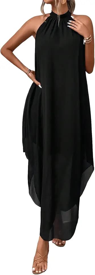 Verdusa Women’s Formal Wedding Guest Dress Halter Flowy Chiffon Long Dress
