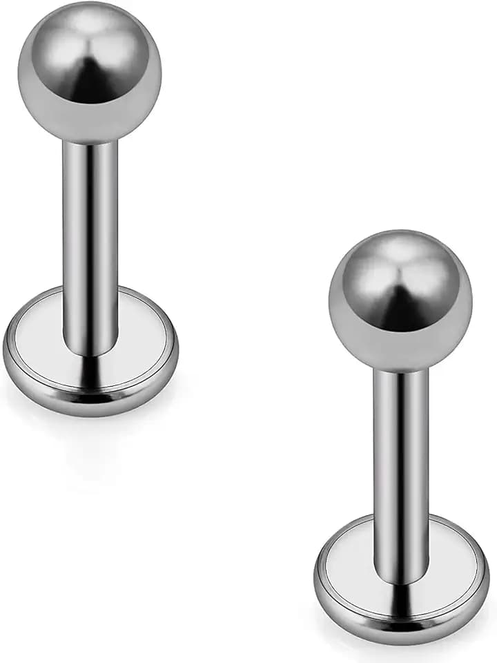 FECTAS 2stk Titan Labret Lippenpiercing Stecker 6/8/10/12mm Medusa Monroe Tragus Helix Lippe Piercing Stecker 16G