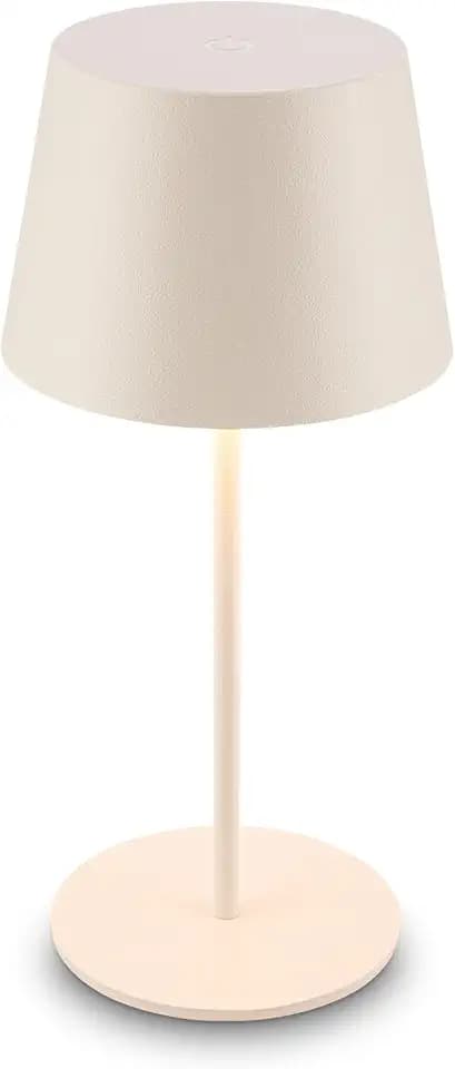 BRILONER - LED Tischlampe kabellos IP44 mit Touch, Dimmbar, Warmweißes Licht, Akku Tischleuchte, Nachttischlampe, Leselampe, LED Lampe, Outdoor, Touch Lampe, Tischlampe Akku, 9,5x20,5 cm, Altweiß