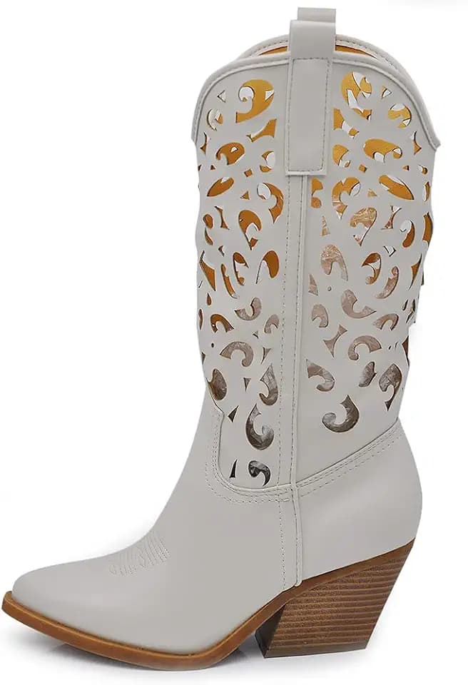 IF Fashion Stiefel Stiefel Texani Cowboy Western Schuhe Damen Spitze Camperos Ethnici 629, 80 3 Beige, 40 EU