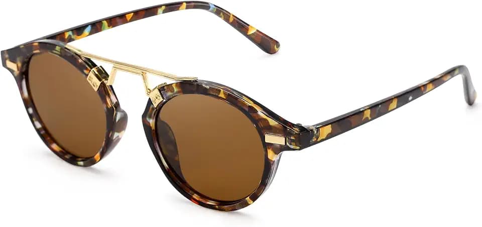 SODQW Polarized Small Round Sunglasses for Women Tangle Free