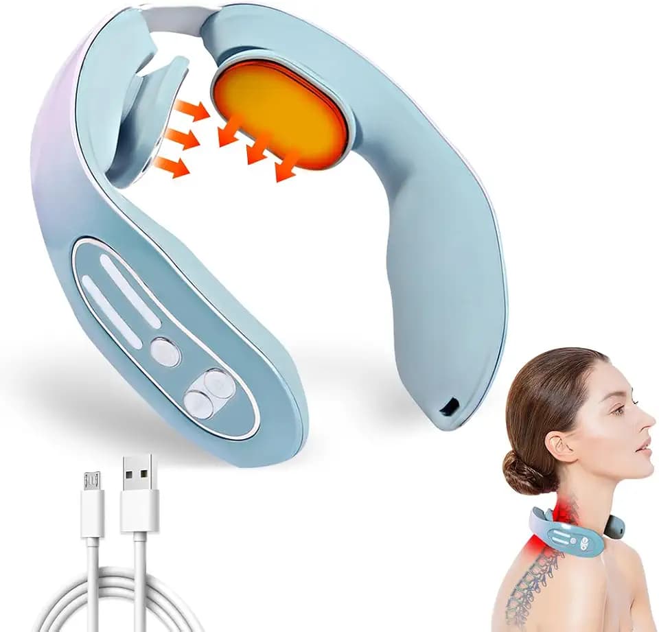 Nackenmassagegerät, 12 Intensitätsstufen Intelligentes Elektrisches Impuls-Nackenmassagegerät mit Wärme Hals Akupunkte Lymphvity Massage von tiefem Gewebe für Nackenschmerzen Relief
