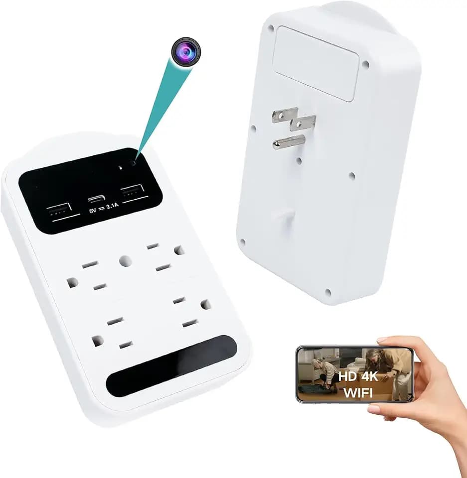 TOQI 4K HD Hidden Camera Outlet with Night Vison Motion Detection,Security Indoor Camera 160° Wide Angle Outlet Cameras,Nanny Camera for Home/Office/Pet/Indoor Pet Monitor Cameras