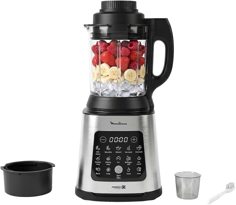 Moulinex PerfectMix Cook, Standmixer mit 10 automatischen Programmen, 1400 W, bereiten heiße und kalte Rezepte zu, elektrischer Mixer mit Touchscreen, leicht zu reinigen, Kapazität 2 l, LM83SD
