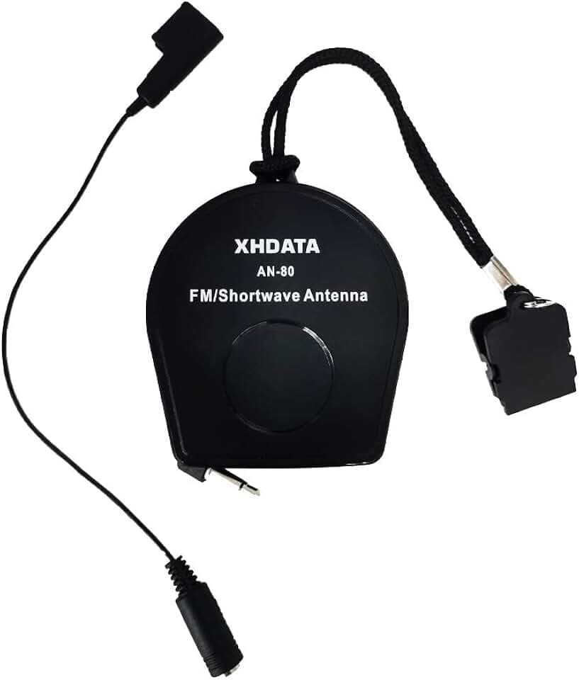 XHDATA AN-80 FM SW Radio Antenne Signal Verstärker Empfänger Geeignet für Funkgeräte mit und ohne Antennenanschluss Ca. 7 m Verlängerungskabel Schwarz