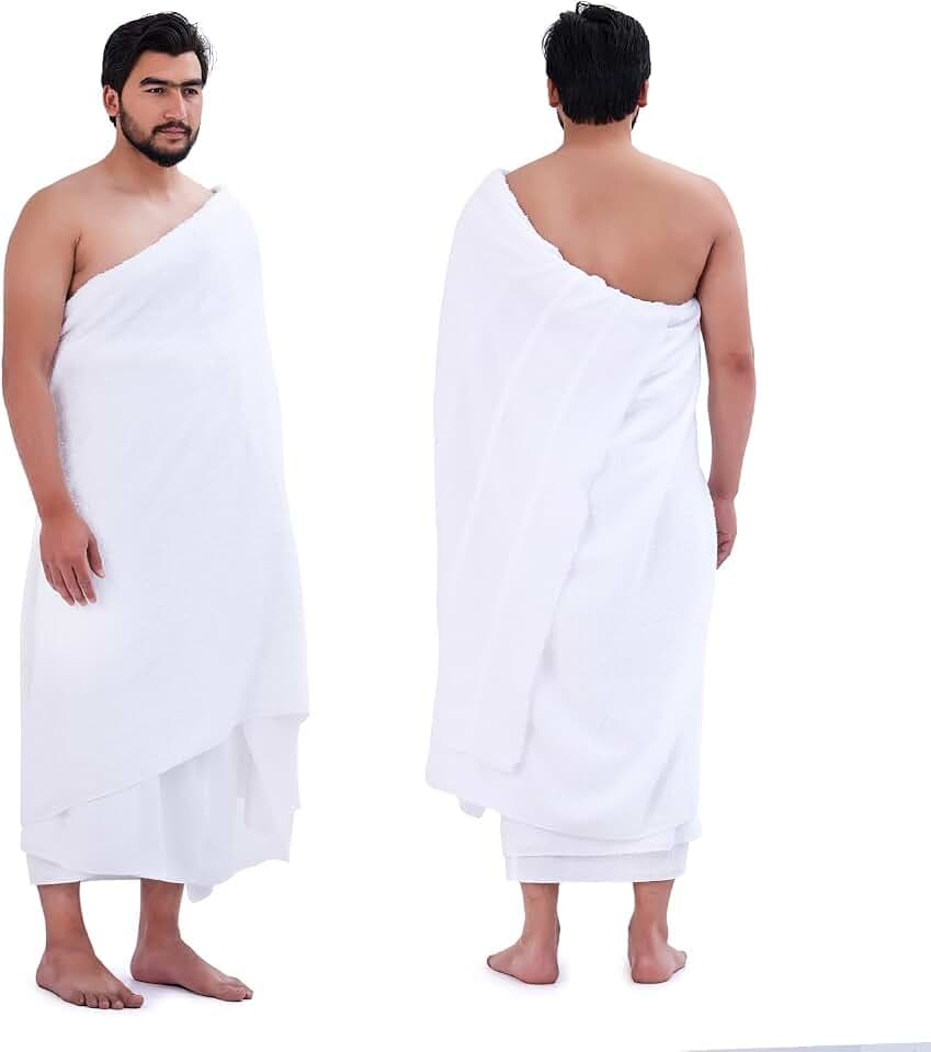 Sweet Needle Premium Terry-Webstoff Ihram für Männer für Hajj & Umrah - Unvernäht, weiches und saugfähiges Material | Leicht, bequem und reisetauglich | 100% Reine gekämmte Baumwolle Ihram-Handtücher