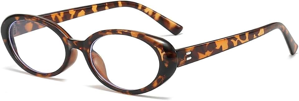 JOVAKIT Oval Blue Light Blocking Glasses for Women Men Vintage Fashion Small 90s Retro Oval Frame Style Eyeglasses