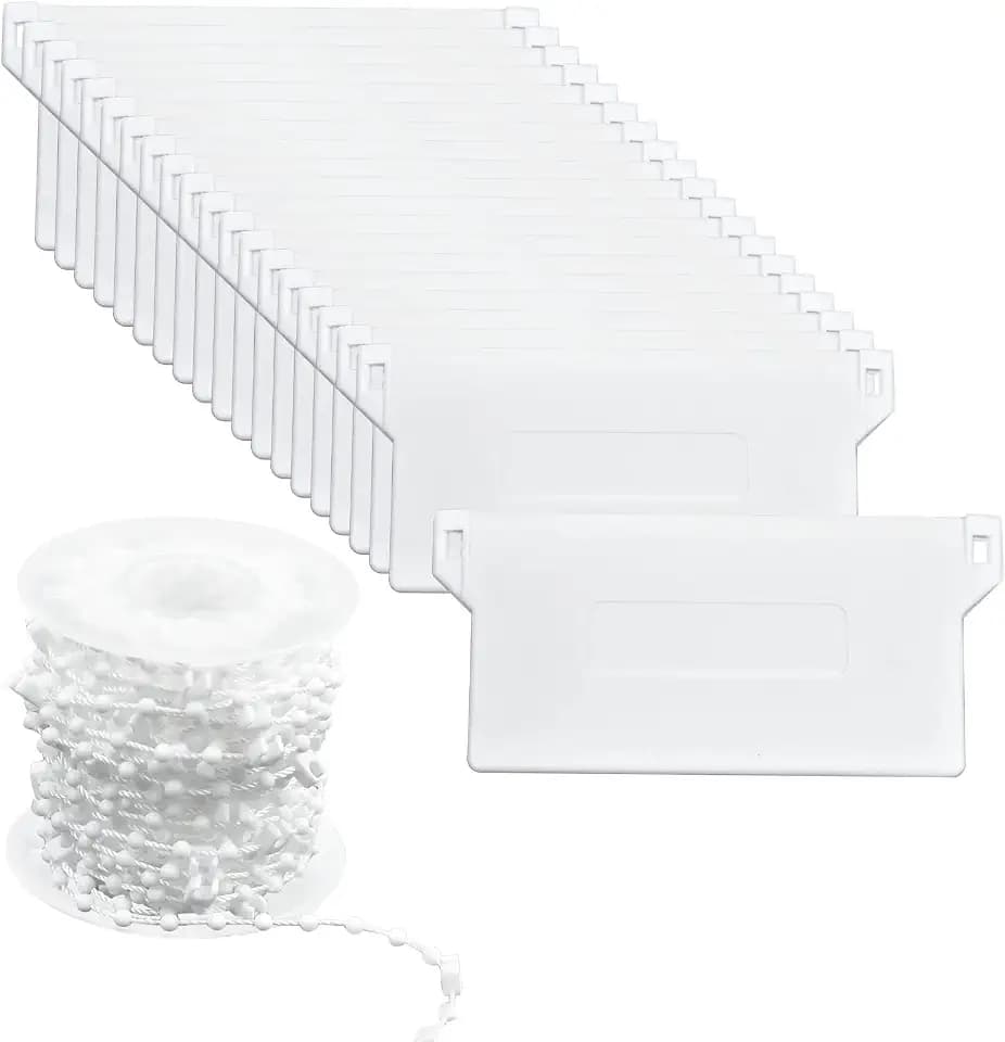 20 Stück Lamellen Gewichte Vertikaljalousie & 10 Meter Weiße Kette Rollokette, 127 mm Lamellenvorhänge Beschwerungsplatten Ersatzteil Set für Vorhang Tür Fenster Zubehör
