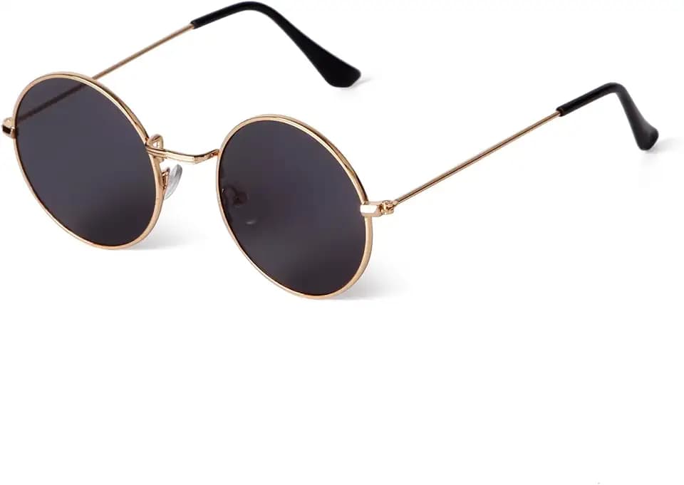 ADEWU Runde Sonnenbrille Hippie Vintage Street Style Cyberpunk Brillen Metallrand für Herren Damen