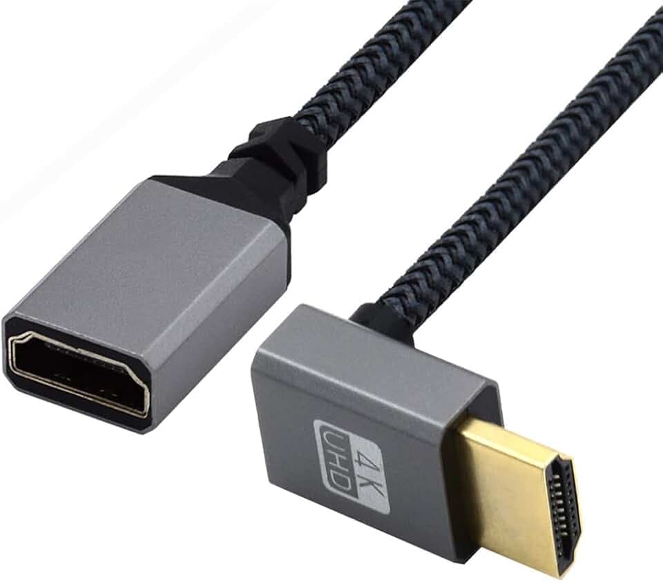 HDMI 1.4 Typ A Stecker auf ein weibliches Verlängerungskabel abgewinkelt 90 Grad Unterstützung HDTV 4K 60Hz 3D