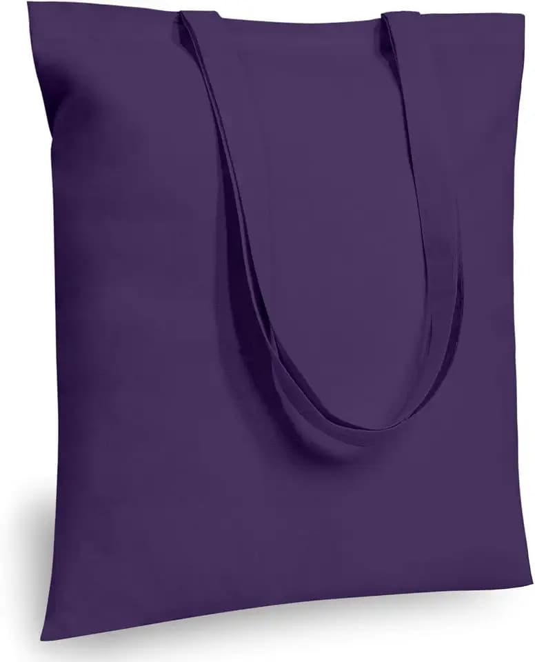 TOPDesign 6-Pack Economical 16"x15" Deep Purple Cotton Tote Bags, Lightweight Medium Reusable Grocery Shopping Cloth Bags, Suitable for DIY, Advertising, Promotion, Gift, Activity