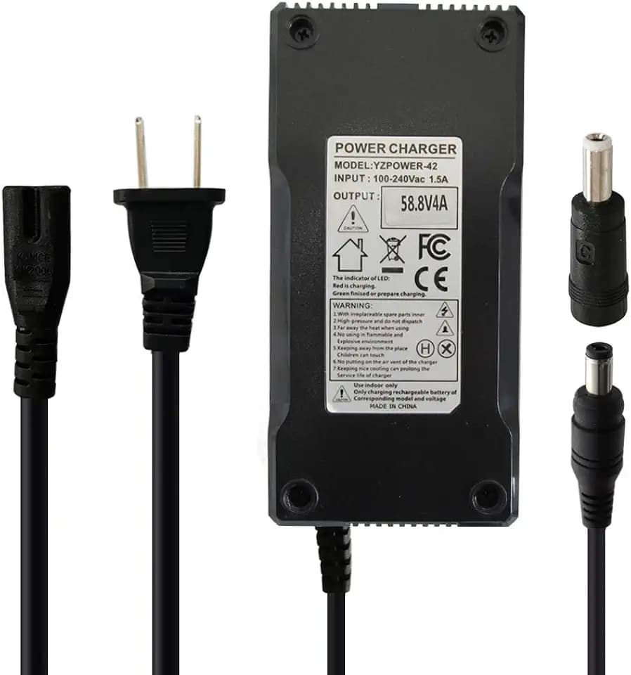 58.8V 4A Fast Battery Charger for 48V (51.8V 52V) 14S Lithium Battery Pack with DC 5.5x2.1mm / 5.5x2.5mm Plug