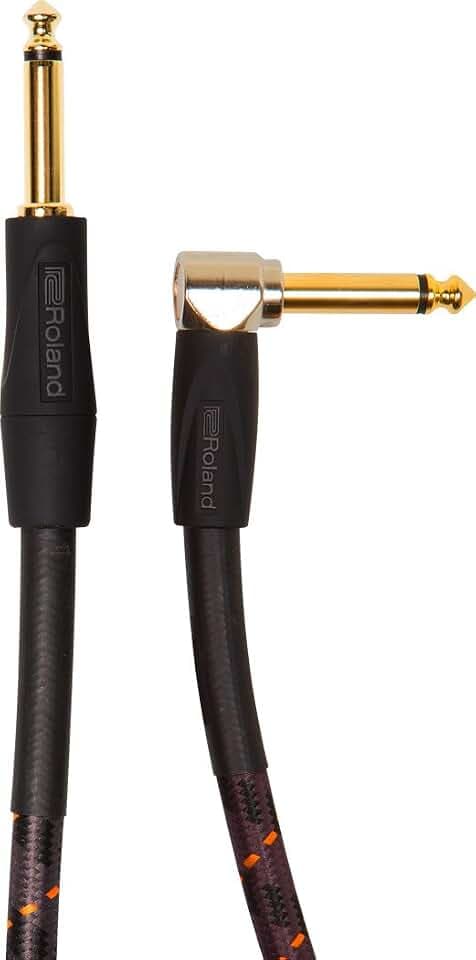 Roland Gold-Serie Patch/Pedal-Kabel – gerade auf gewinkelte 6,3-mm-Klinkenstecker, Länge: 3 m – RIC-G10A