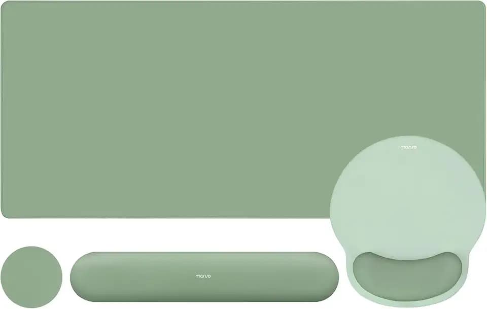 MOSISO Wrist Rest for Mouse Pad Set, Large Gaming Deskpad, Green