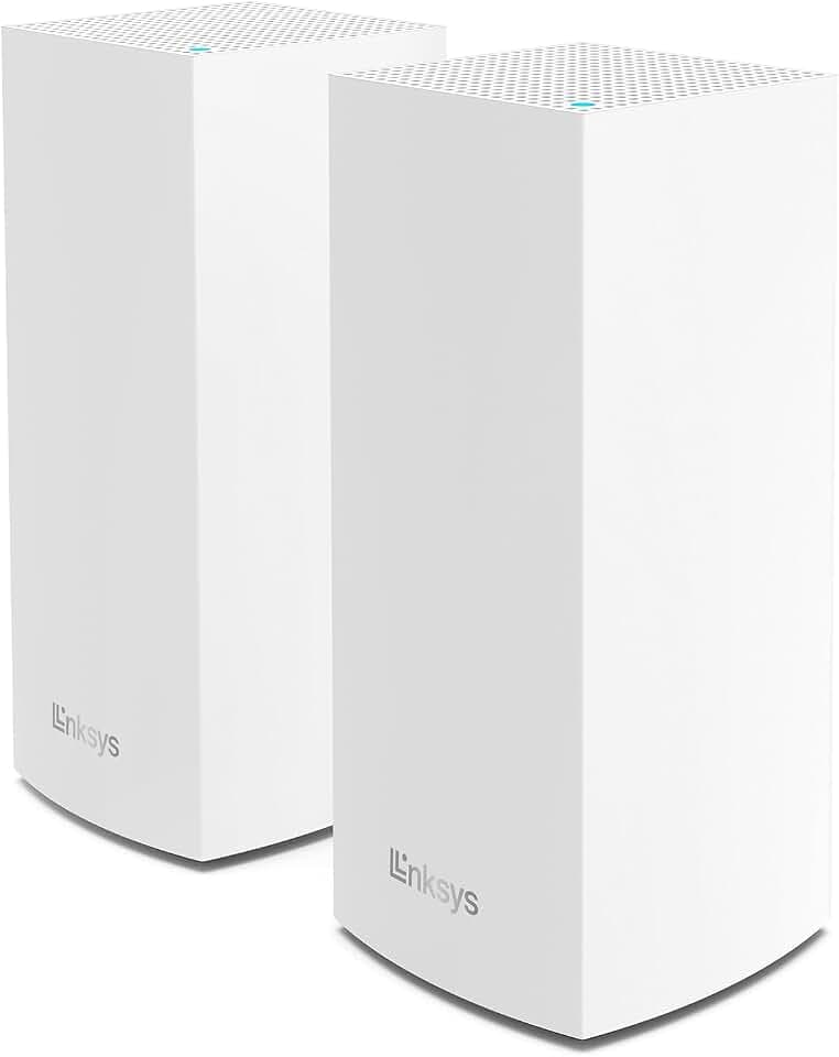 Linksys Velop MX8400 Tri-Band Mesh-WiFi 6-System (AX4200) WLAN-Router mit bis zu 525 m² Funkabdeckung, 3,5-mal schneller, für mehr als 80 Geräte – 2er-Pack, Weiß