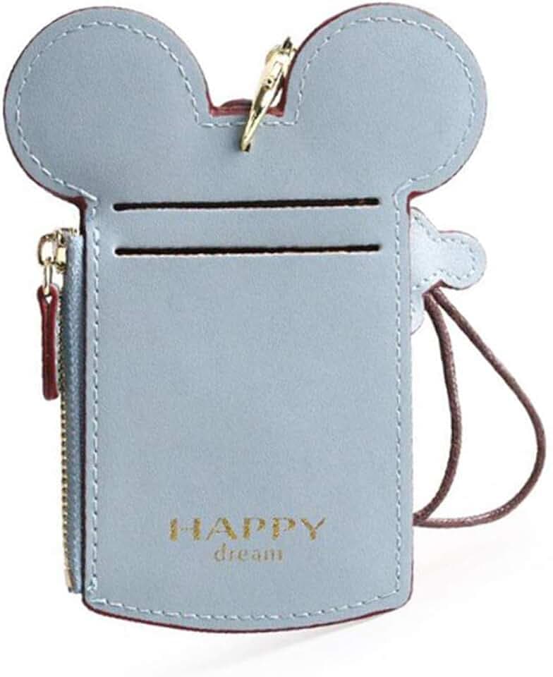 LEECCO Neck Pouch,Trend Small Travel Leather Student ID Card Holder Lanyard Neck Pouch Bag With Coin Wallet Purse for Students Women Kids Girls