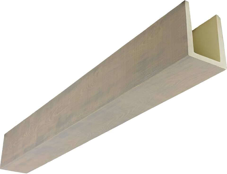 Heritage Timber Rustic Sawn Faux Wood Beam, 3-Sided (U-Beam), 7 1/2"W x 7 1/2"H x 72"L, Sandstone Finish