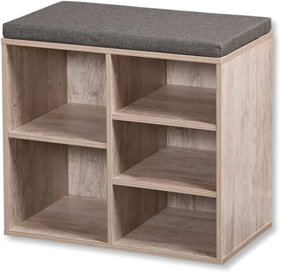 Kesper | Schuhschrank mit Sitzkissen, Weiß, Grau, 51,5 cm | 15911