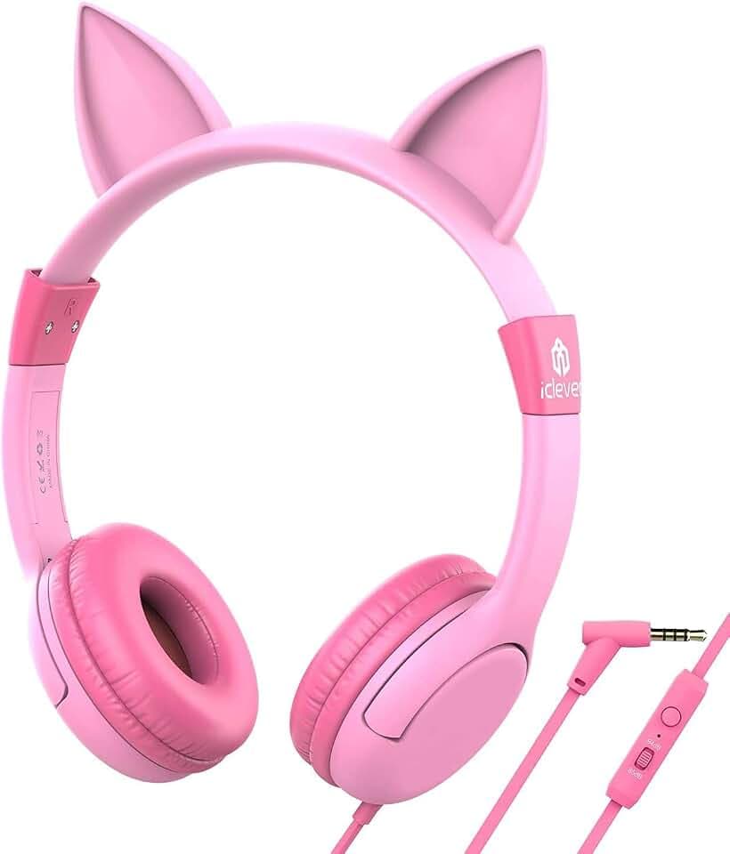Kinder Kopfhörer, iClever Kopfhörer für Kinder mit Lautstärke Begrenzung, Mädchen Kinder Kopfhörer, Kopfhörer für die Oberfläche iPod iPhone iPad Mini iPad Air Tablets PC MP3, Rosa Mädchen Geschenk